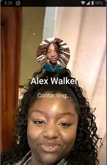 Instagram Elite video calling screen connecting to a contact